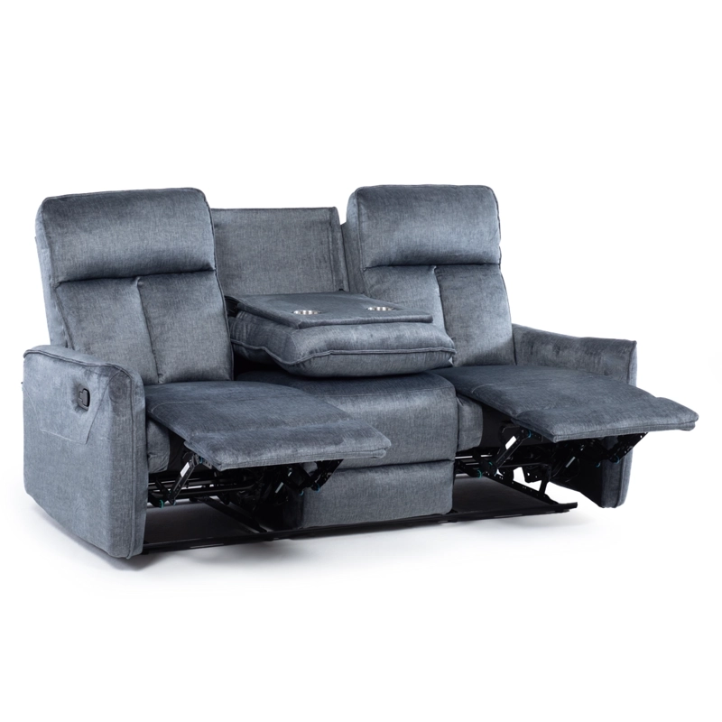 SILLON RECLINABLE VELVET GREY MONACO CON POSAVASOS - 3