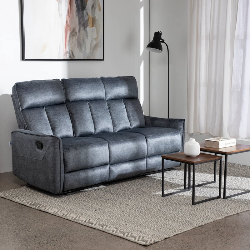SILLON RECLINABLE VELVET GREY MONACO CON POSAVASOS - 4