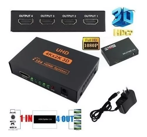 SPLITTER HDMI 1X4 FULL HD 4K Y 2K UHD CLONAR PANTALLAS - 3