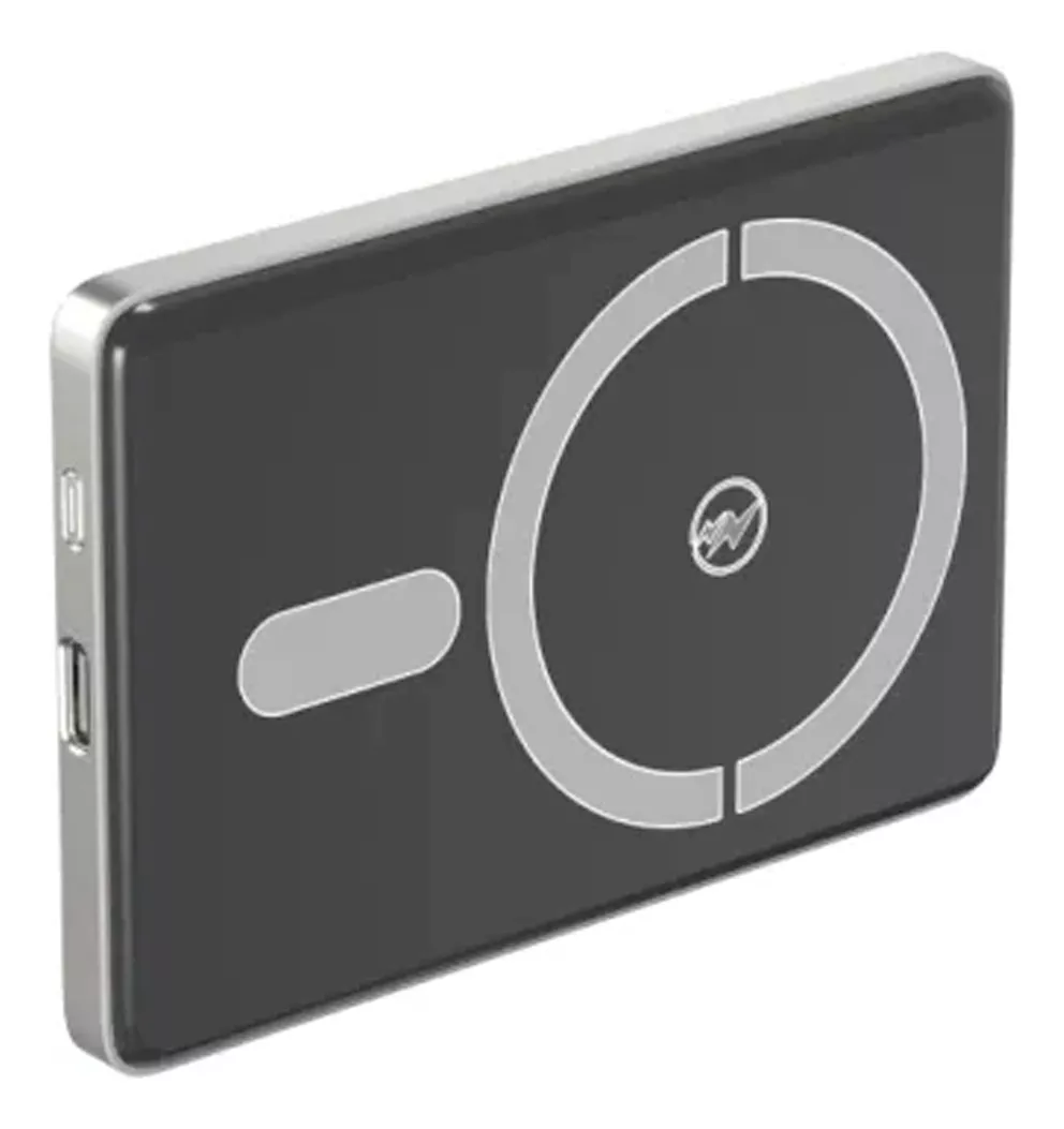 BATERIA PORTATIL ASPOR 5000MAH A381 POWERBANK MAGNÉTICO COLOR GRIS OSCURO - 1