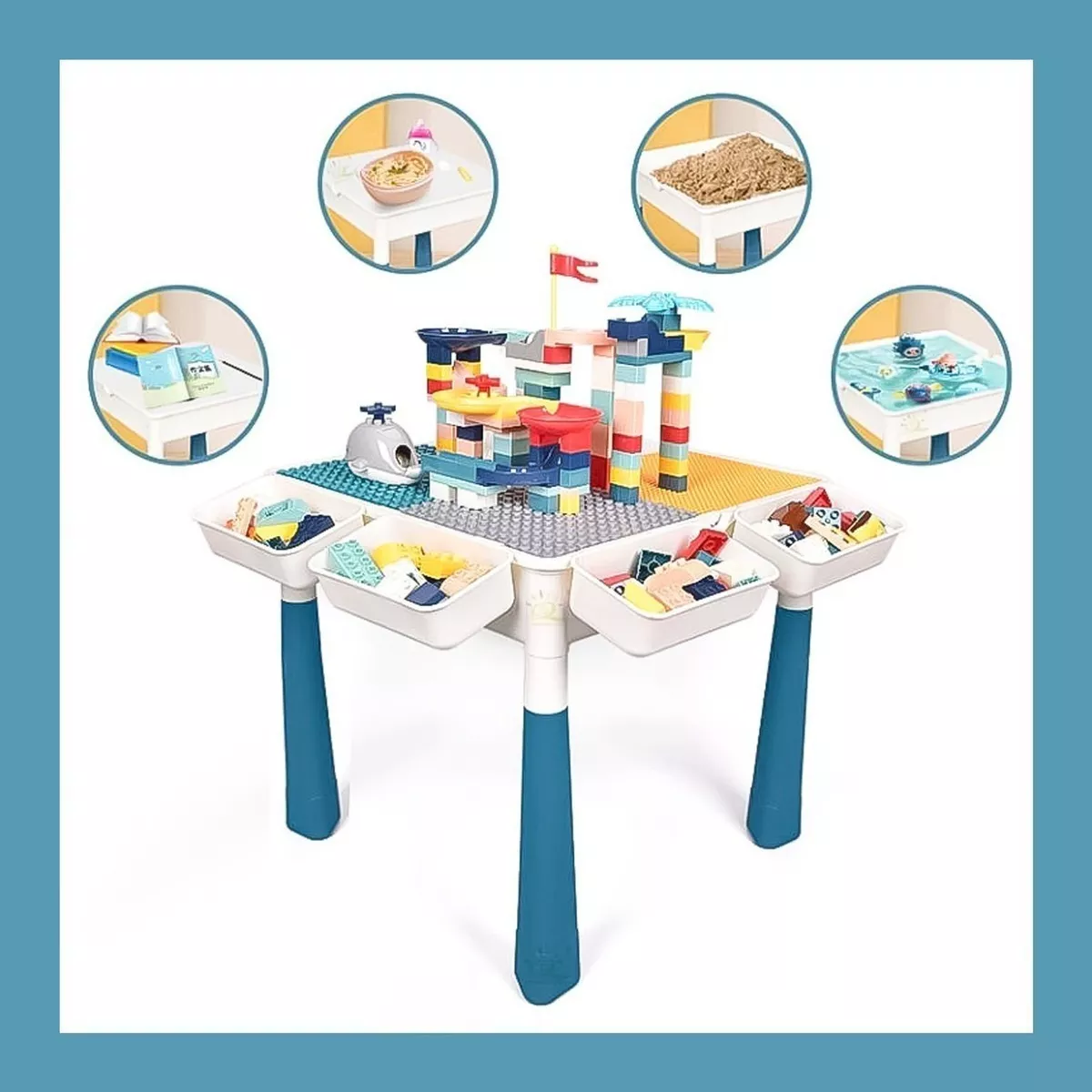 MESA DE BLOQUES DIDACTICA CONSTRUCCION 200 PCS Y 2 SILLAS - 3