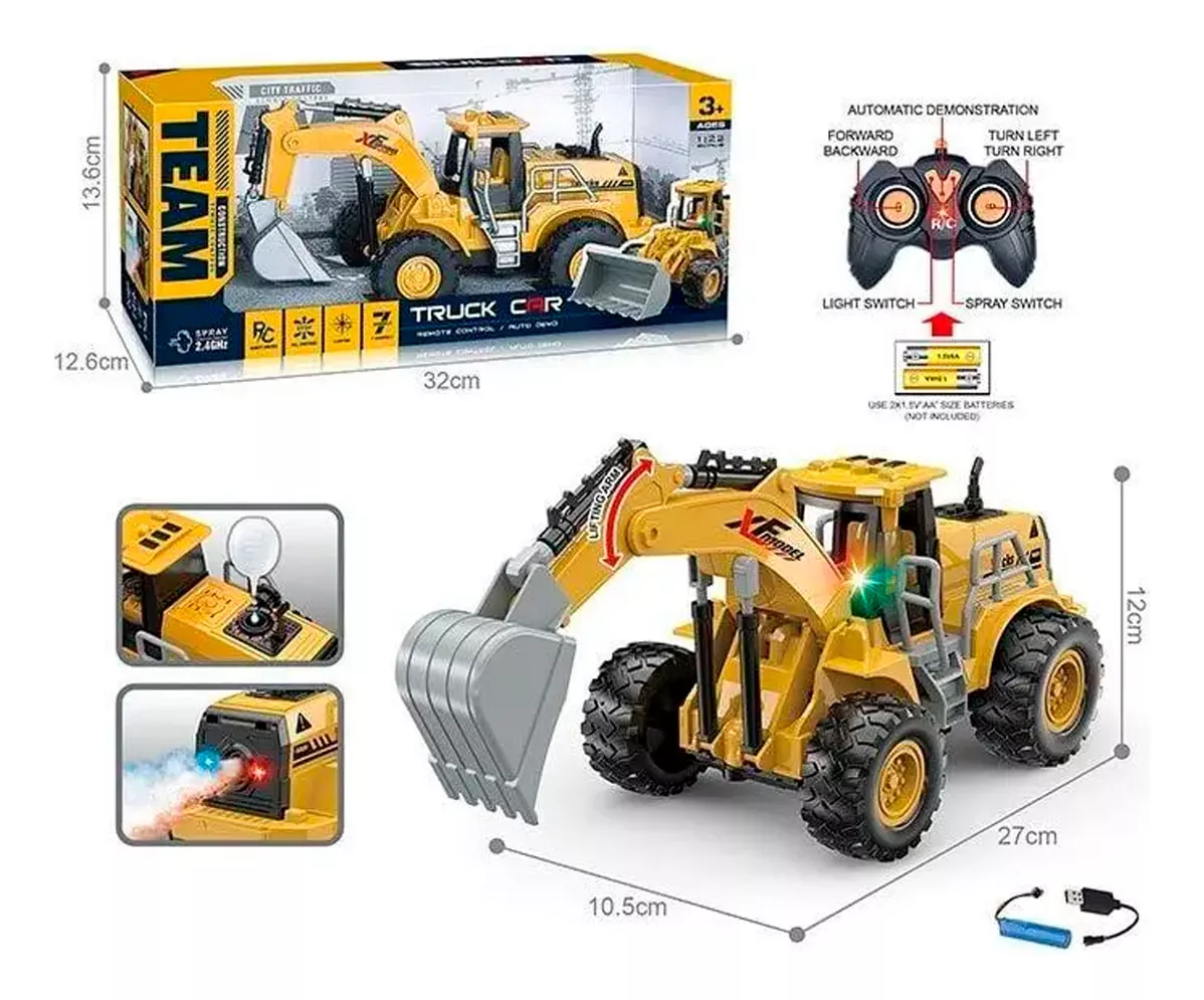 EXCAVADORA BRAZO ELÉCTRICO A CONTROL SONIDO HUMO LUZ - 2