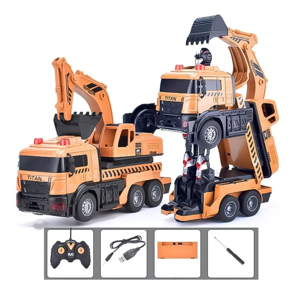 AUTO A CONTROL REMOTO TRANSFORMER ROBOT EXCAVADORA - 2