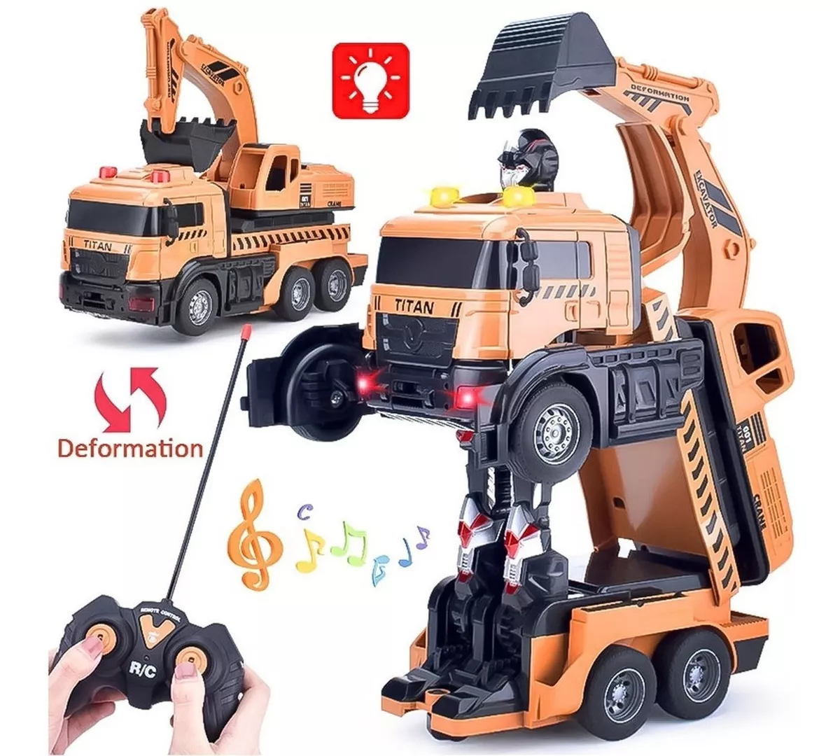 AUTO A CONTROL REMOTO TRANSFORMER ROBOT EXCAVADORA - 5
