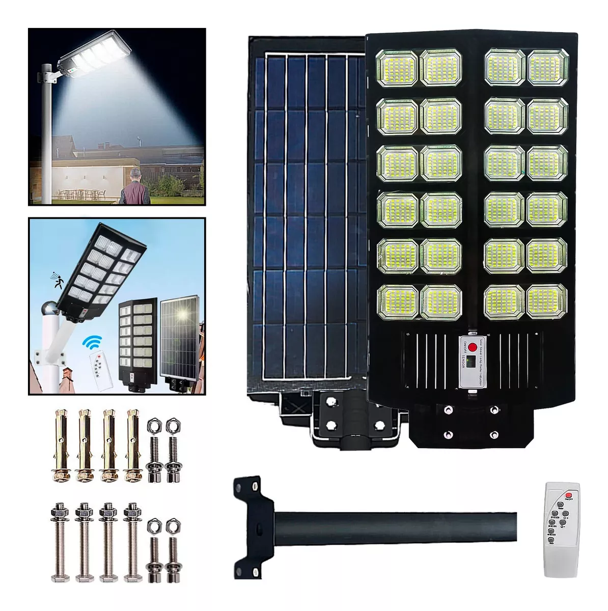 FOCO POSTE SOLAR LED 1200W IP67 EXTERIOR ALTA POTENCIA C/R - 1