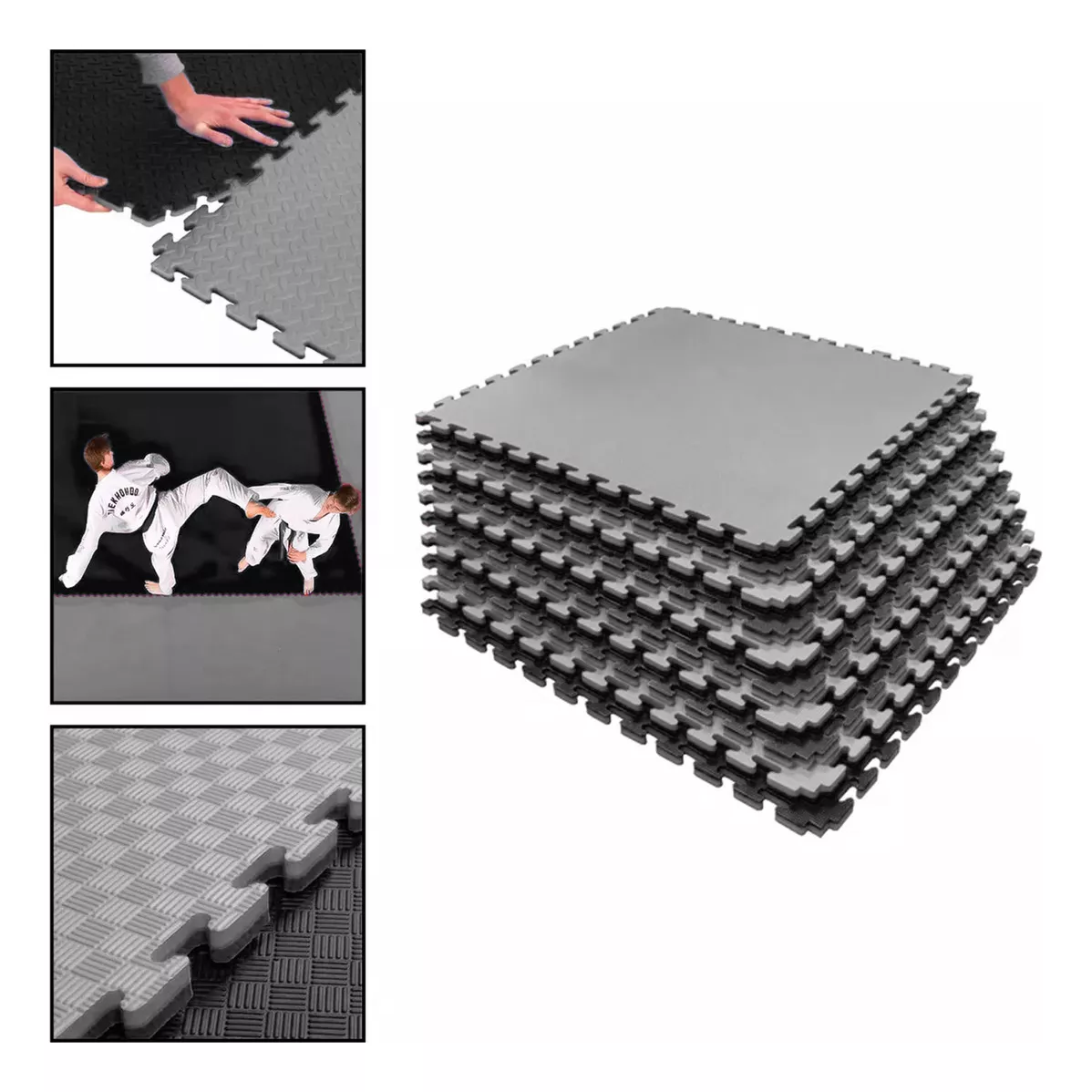 PACK 4 PLANCHA TATAMI 100CM X 100CM X 2.5CM GRIS Y NEGRO - 1
