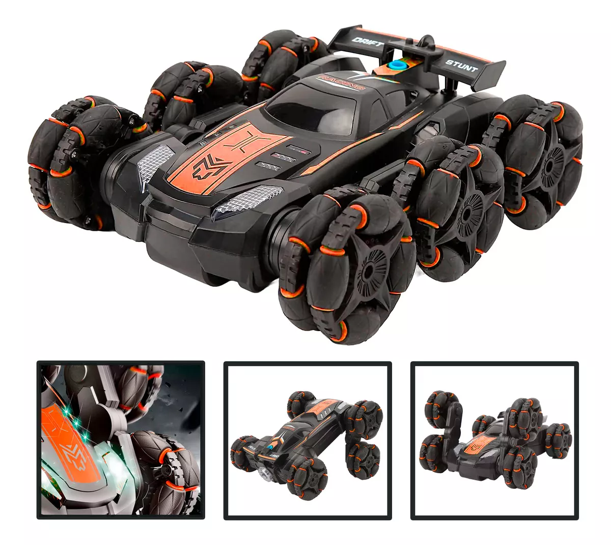 AUTO DE ACROBACIA RC STUNT CAR 6 RUEDAS LUZ SONIDO 2.4GHZ - 1