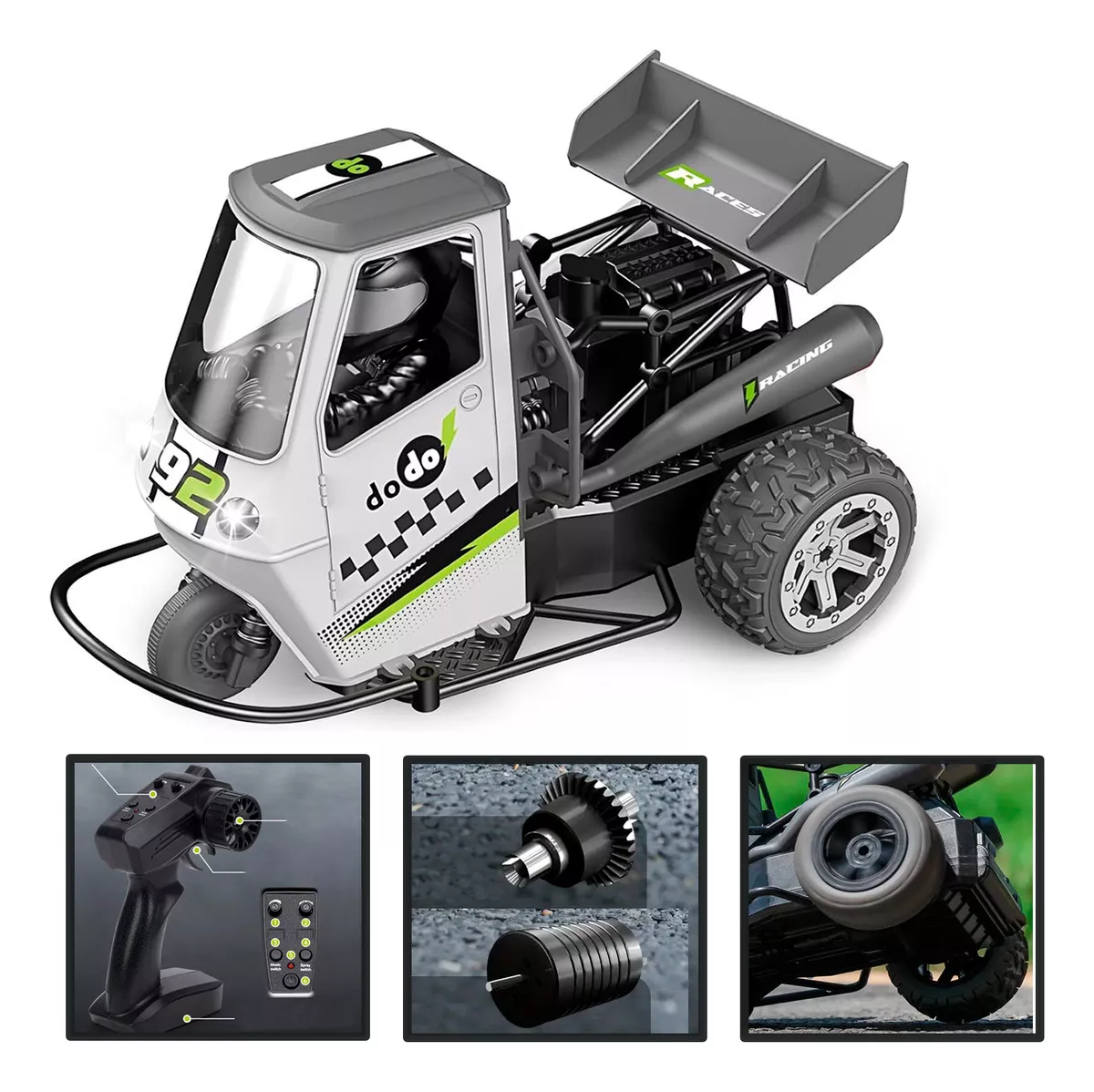 MOTOCICLETA 3 RUEDAS RC ALTA VELOCIDAD 2.4GHZ MODO RTR - 1