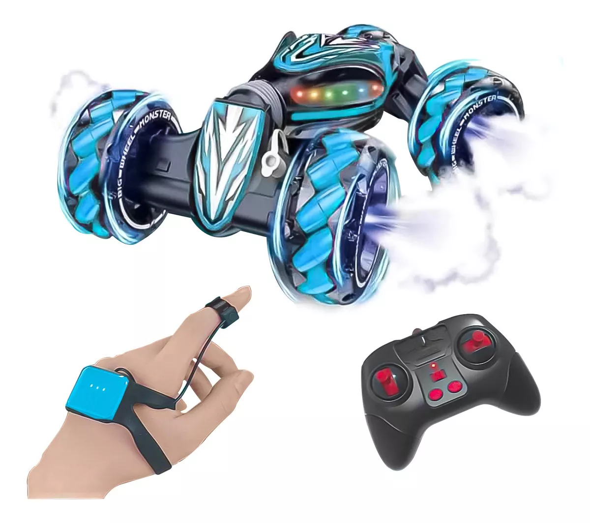 AUTO ARTICULADO RUEDAS LANZA HUMO CONTROL MUÑECA GRANDE 45CM - 1