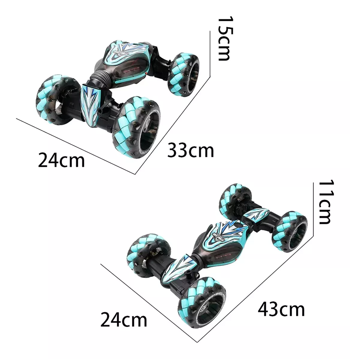 AUTO ARTICULADO RUEDAS LANZA HUMO CONTROL MUÑECA GRANDE 45CM - 2