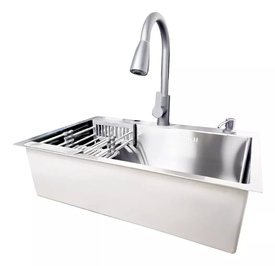 LAVAPLATOS 60X45CM DE ACERO CON LLAVE DUAL FULL ACCESORIOS - 3