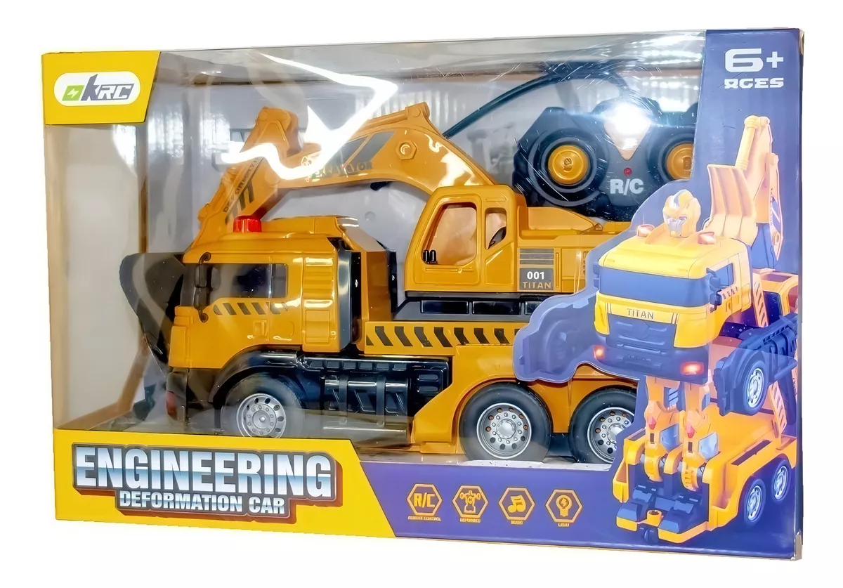 AUTO A CONTROL REMOTO TRANSFORMER ROBOT EXCAVADORA 685-1 COLOR NARANJA - 4