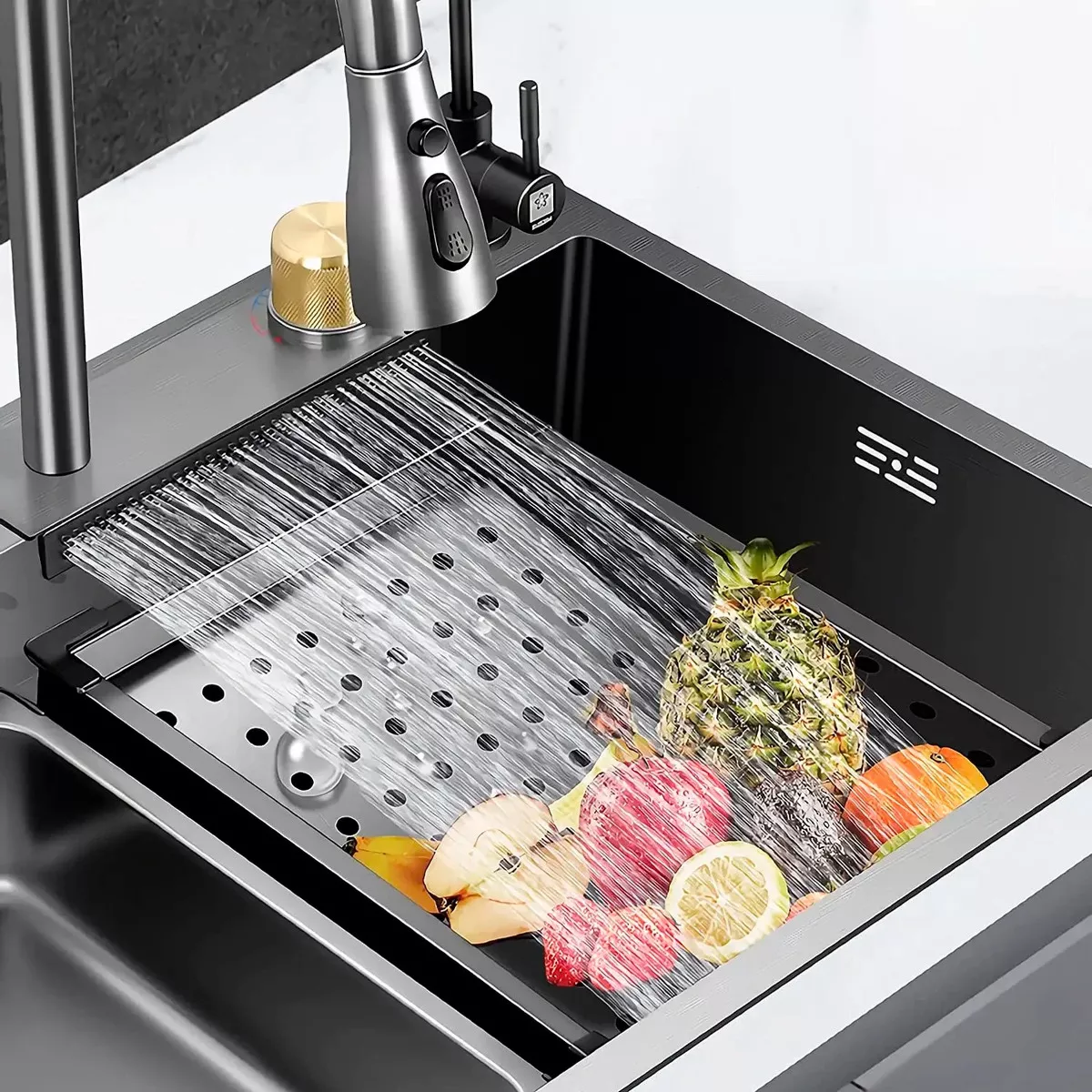 LAVAPLATOS CASCADA LAVAVASOS LLAVE 2 MODOS 75X46 ACERO INOX - 4