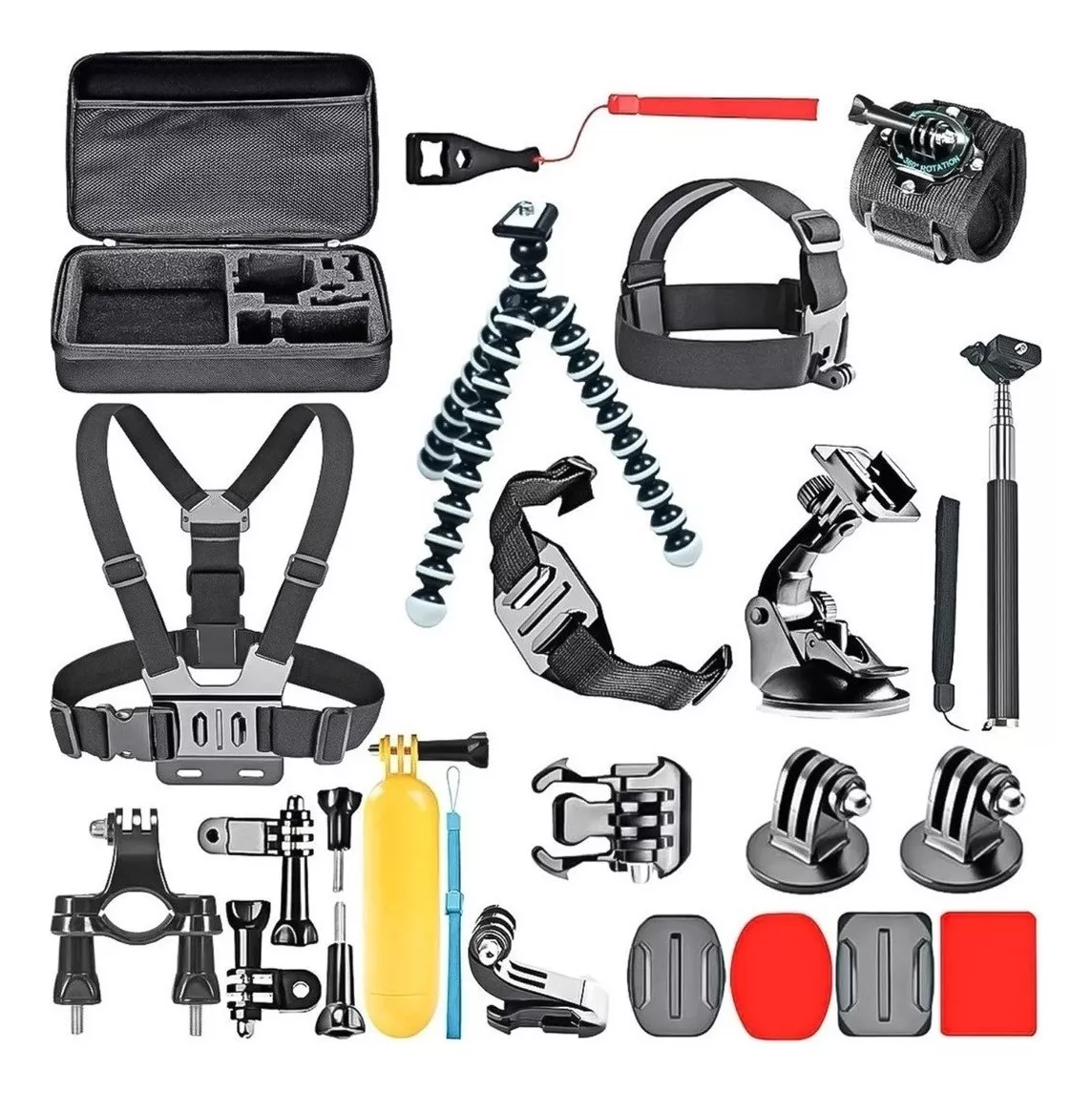 KIT MALETA GOPRO ACCESORIOS DE CAMARA DEPORTIVA 28 PIEZAS - 1