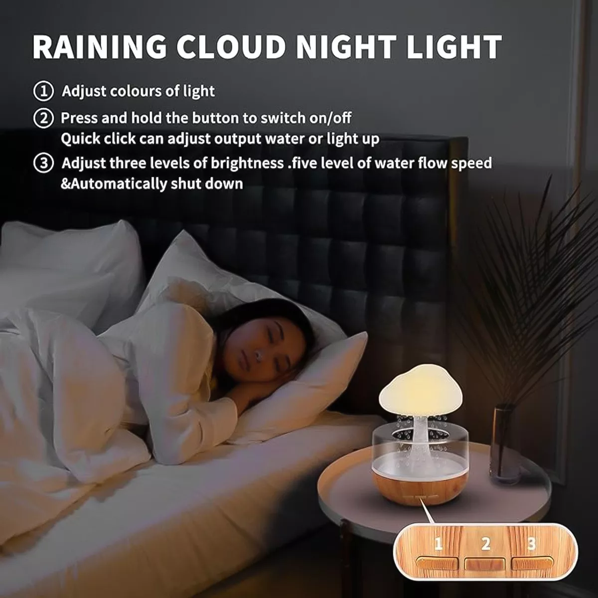 HUMIDIFICADOR NUBE LLUVIA AIRE DIFUSOR 280ML AROMATERAPIA - 5