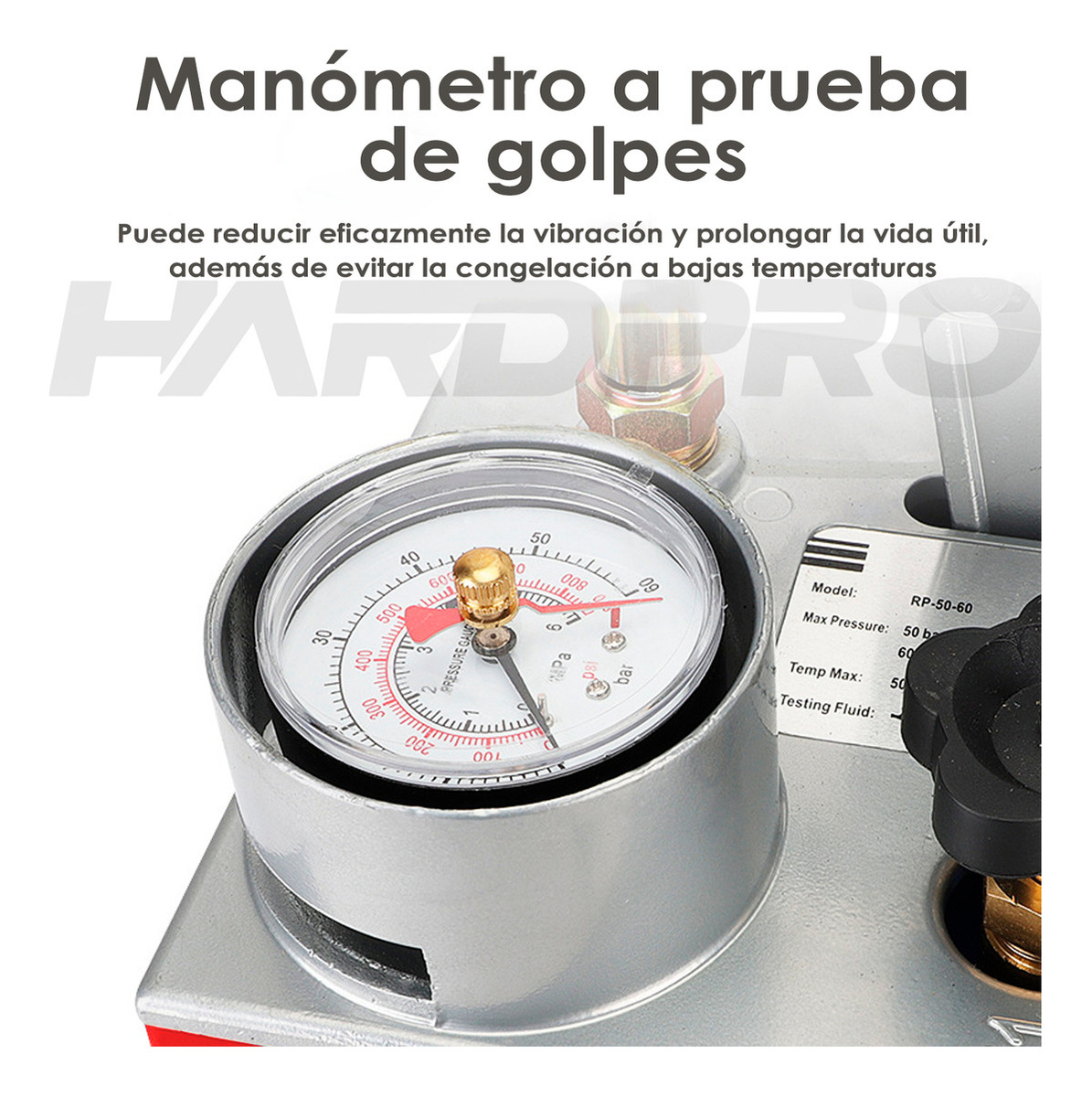 BOMBA MANUAL PRUEBA DE PRESIÓN HIDRÁULICA 0-60BAR 860PSI 6MP - 3