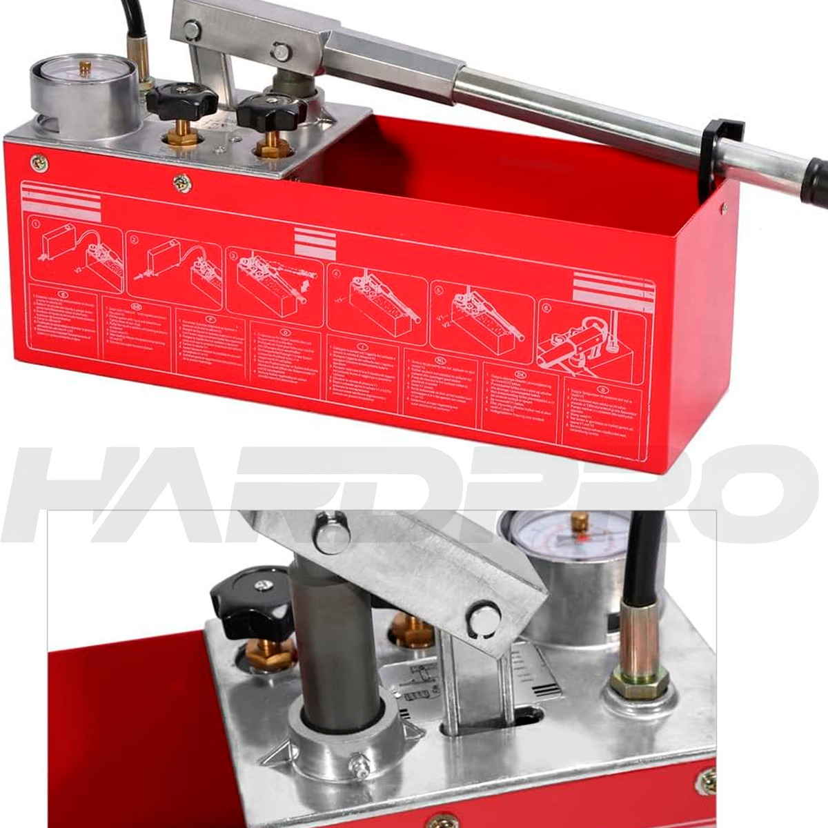 BOMBA MANUAL PRUEBA DE PRESIÓN HIDRÁULICA 0-60BAR 860PSI 6MP - 5