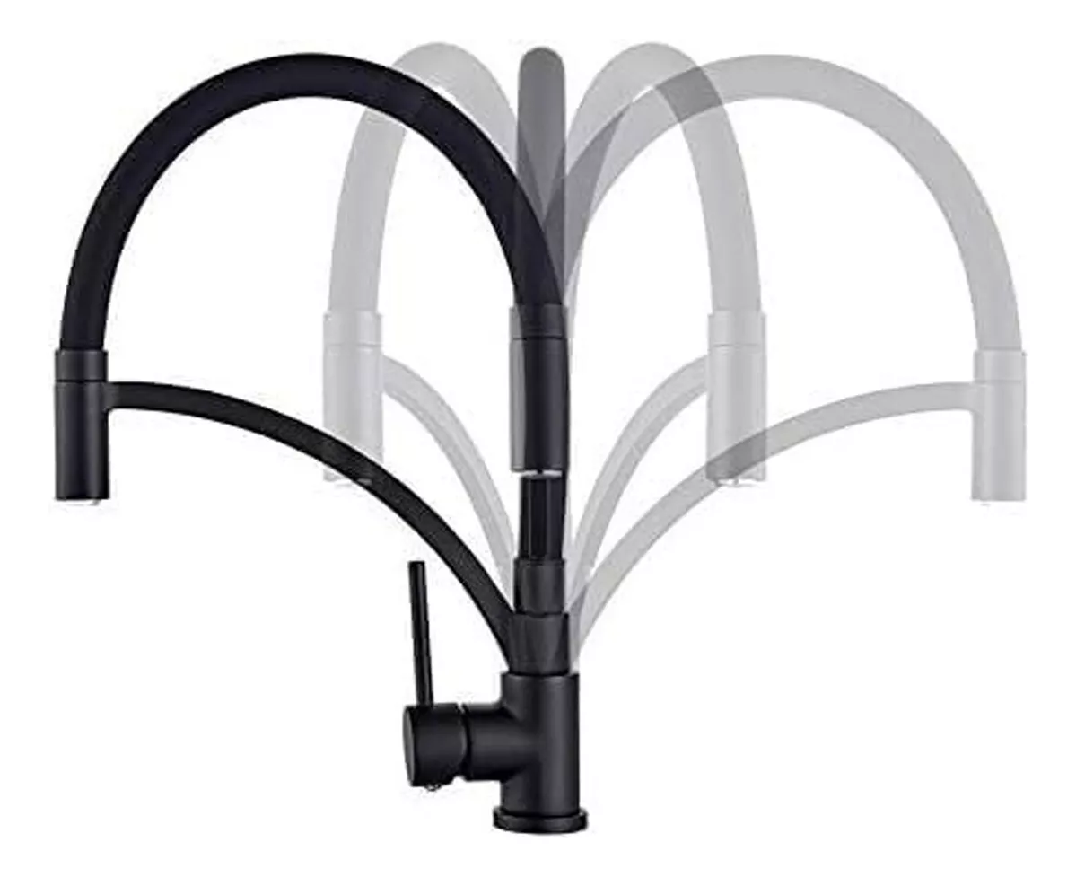GRIFO LLAVE LAVAPLATOS DE LUJO MONOMANDO COCINA ACERO NEGRO - 5