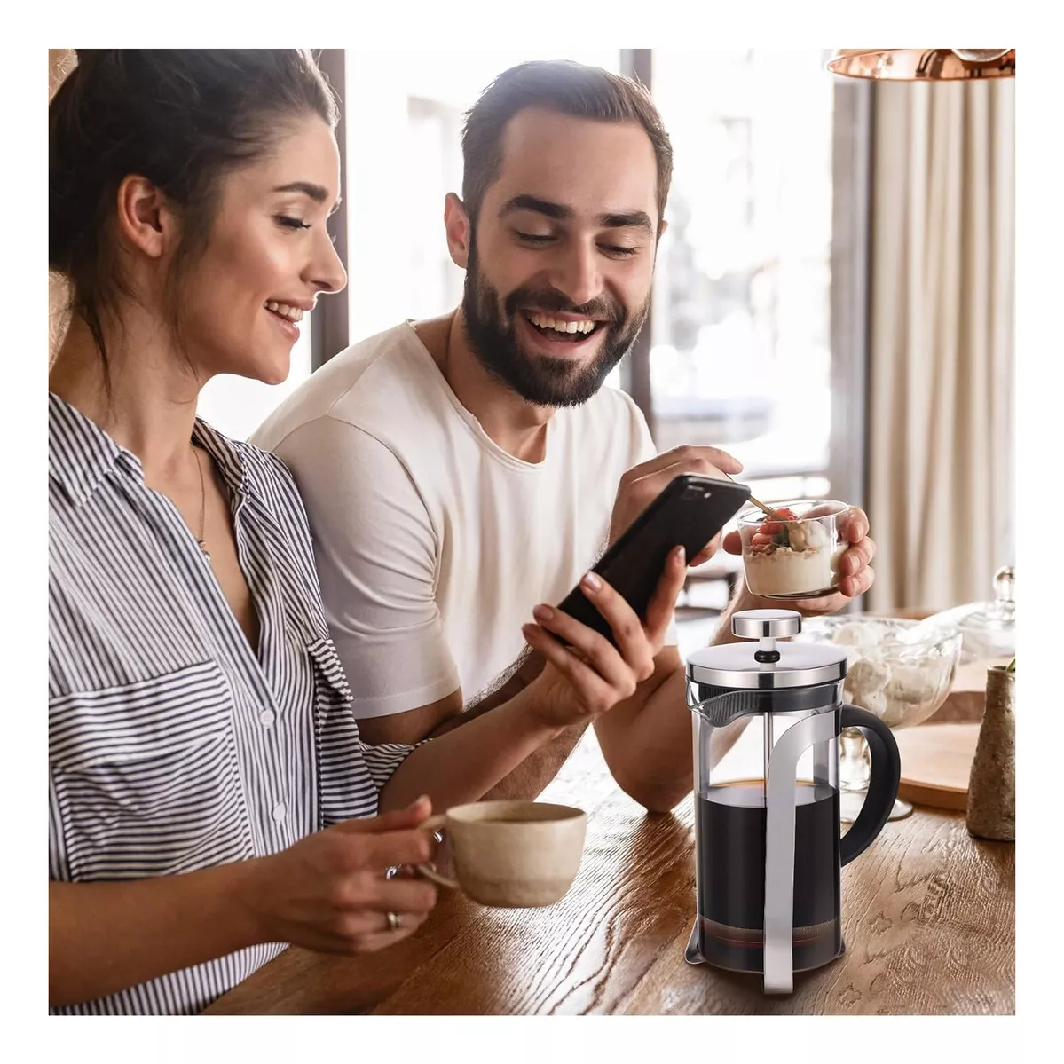 PRENSA FRANCESA CAFETERA DE LUJO 800ML ACERO INOXIDABLE - 3