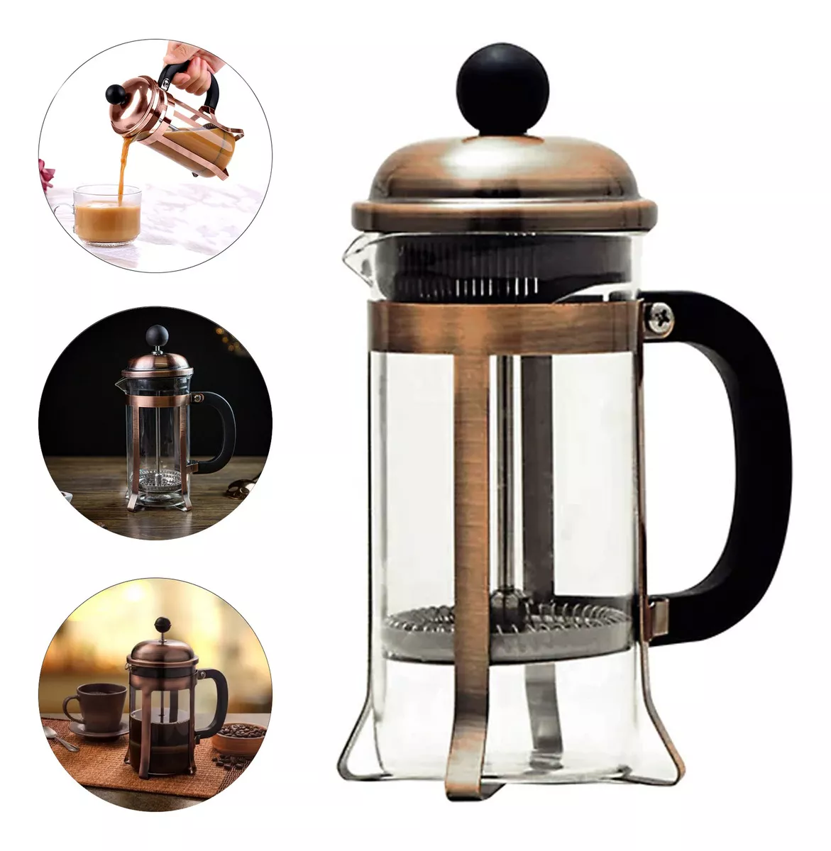 PRENSA FRANCESA DE BRONCE CAFETERA 1 LITRO GREENBANK COFFE - 1