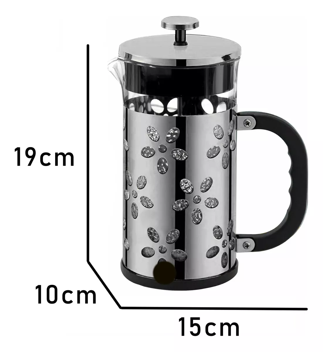 PRENSA FRANCESA DE VIDRIO Y METAL NEGRO CAFETERA 1 LITRO - 2