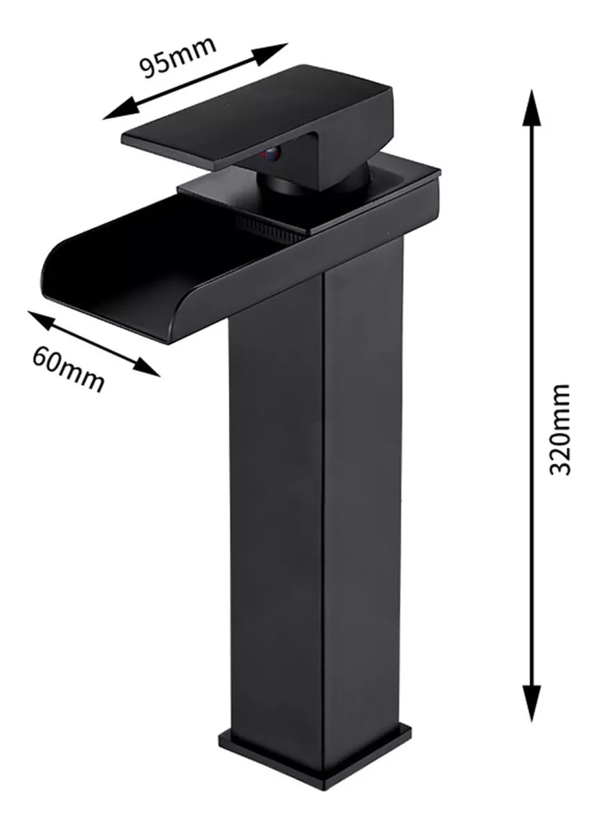 LLAVE MONOMANDO LAVAMANOS ESTILO CASCADA MODERNA ACERO NEGRO - 2