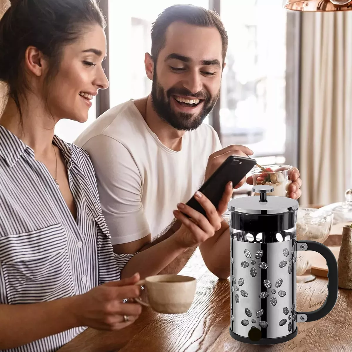 PRENSA FRANCESA DE VIDRIO CORRUGADO CAFETERA 1 LITRO PREMIUM - 4