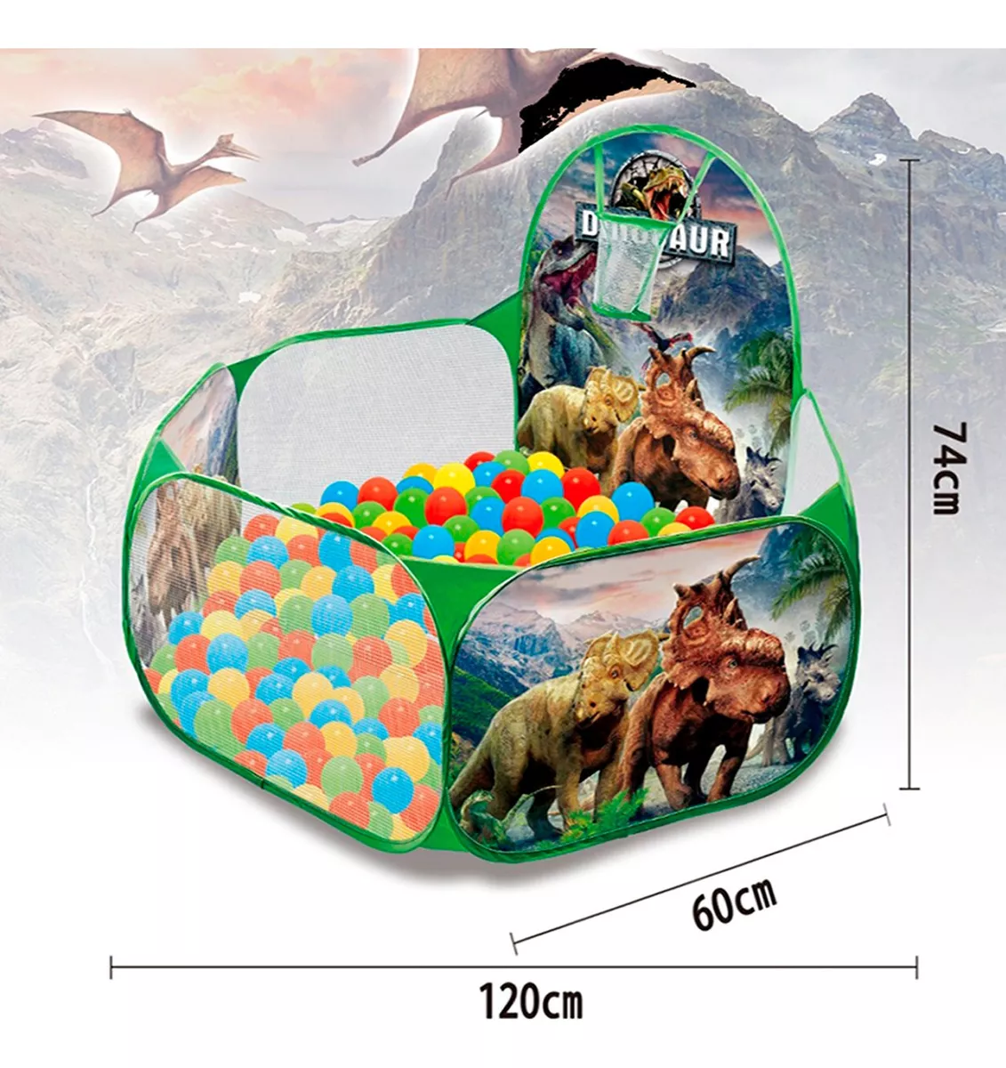 PISCINA + 100 PELOTAS 120CM NIÑOS DINOSAURIO TIENDA JURÁSICA - 2