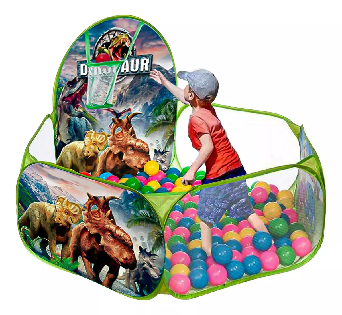 PISCINA + 100 PELOTAS 120CM NIÑOS DINOSAURIO TIENDA JURÁSICA - 5