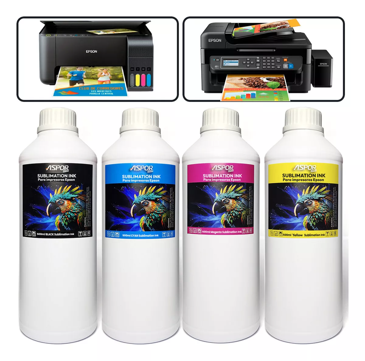 PACK 4 TINTA SUBLIMACION UNIVERSAL IMPRESORAS EPSON 500ML - 1