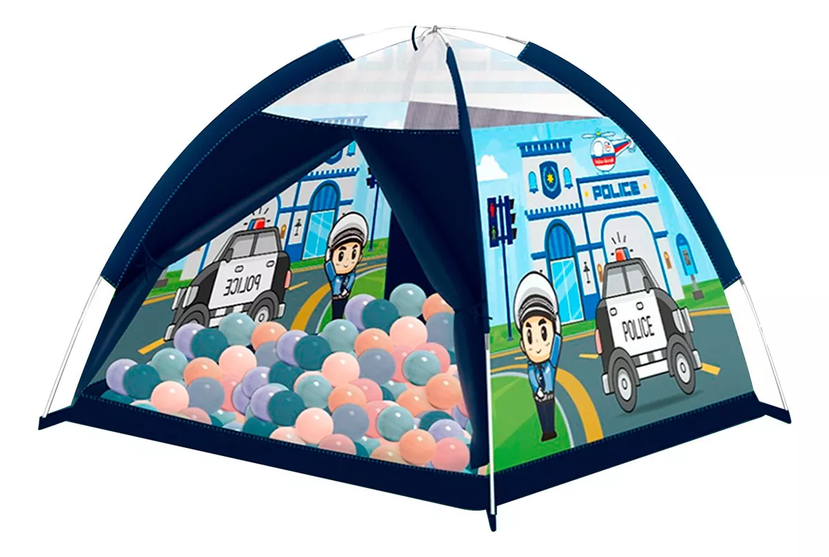 CARPA TIENDA ESTACION POLICIA INFANTIL 100 PELOTAS COLORES - 1