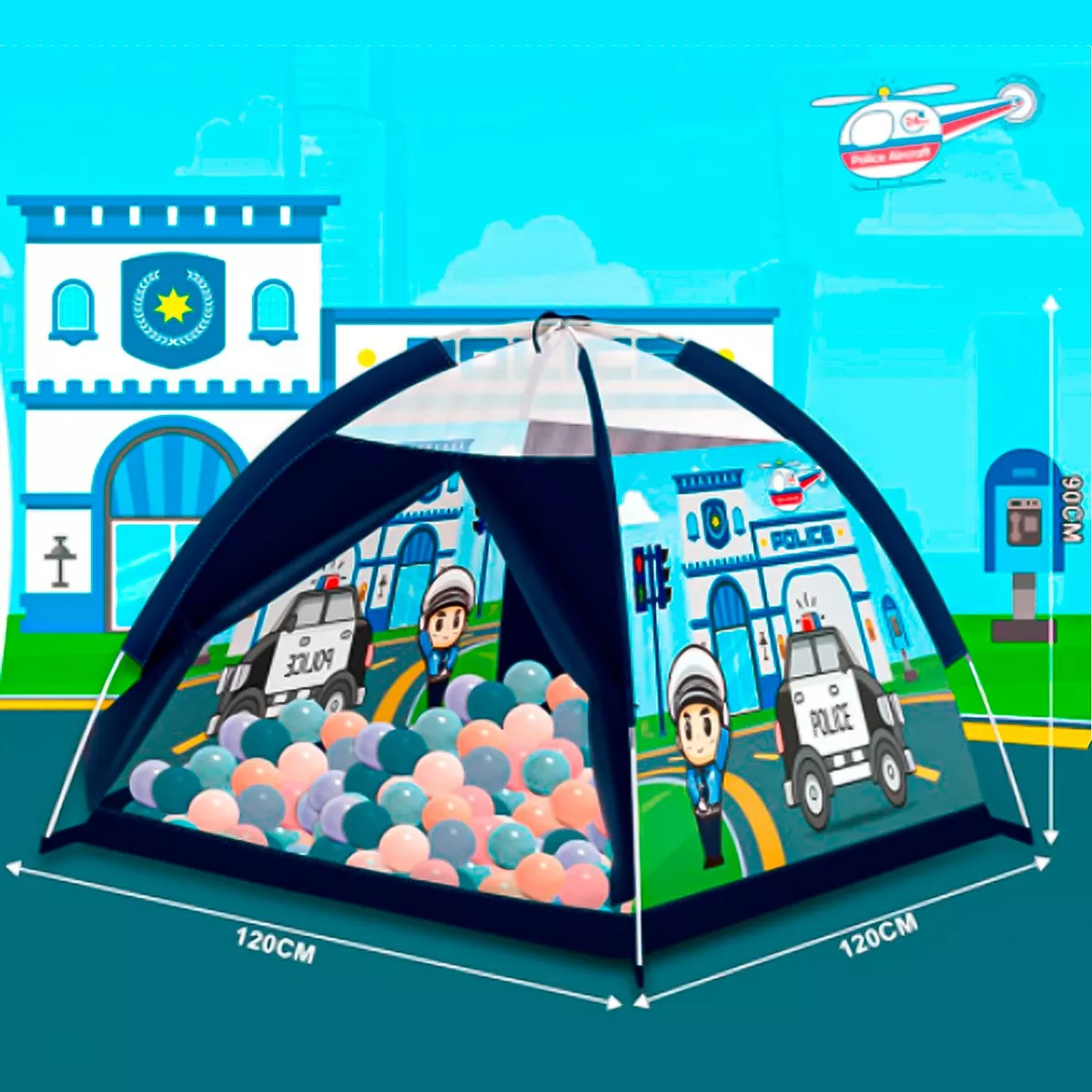CARPA TIENDA ESTACION POLICIA INFANTIL 100 PELOTAS COLORES - 2