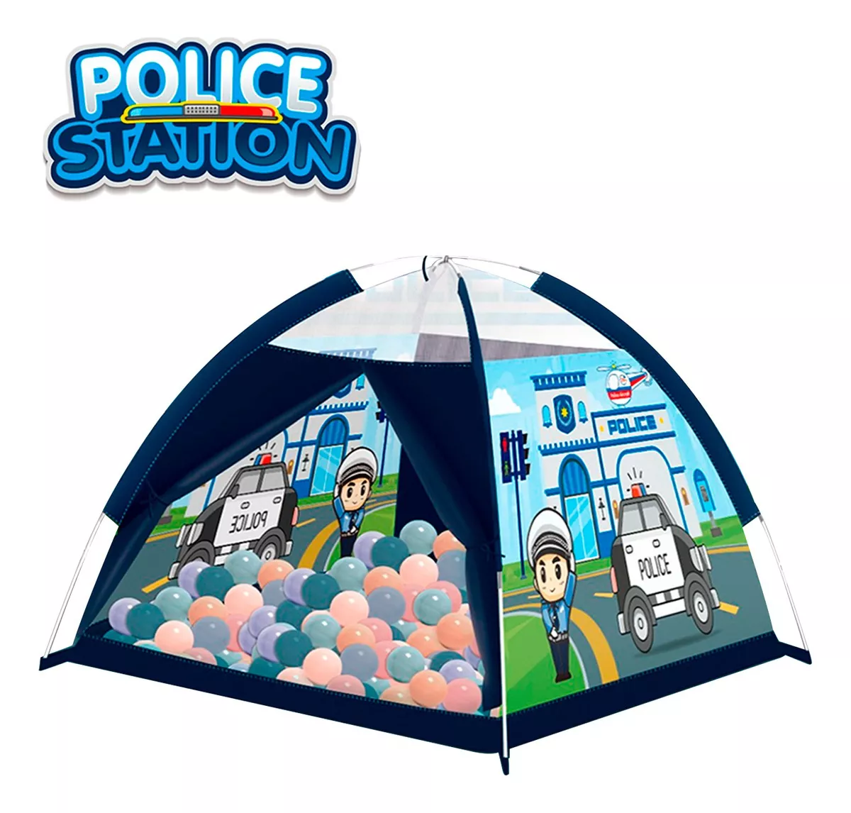 CARPA TIENDA ESTACION POLICIA INFANTIL 100 PELOTAS COLORES - 3
