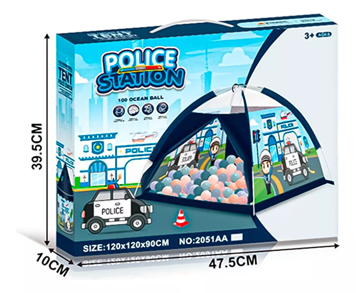 CARPA TIENDA ESTACION POLICIA INFANTIL 100 PELOTAS COLORES - 4