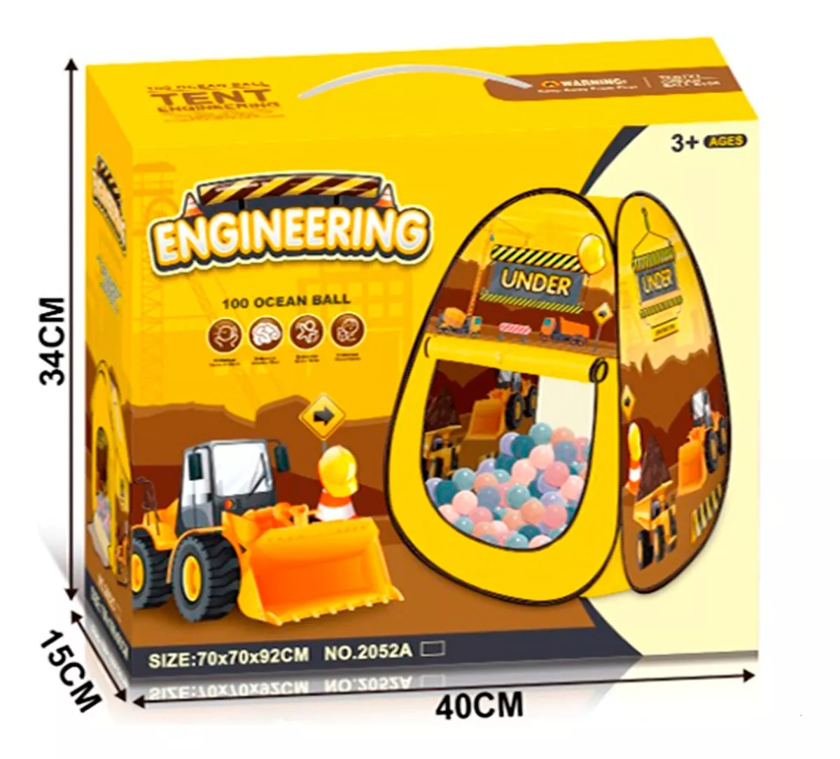 CARPA INFANTIL PISCINA 100 PELOTA INGENIERO JUEGO NIÑOS - 4