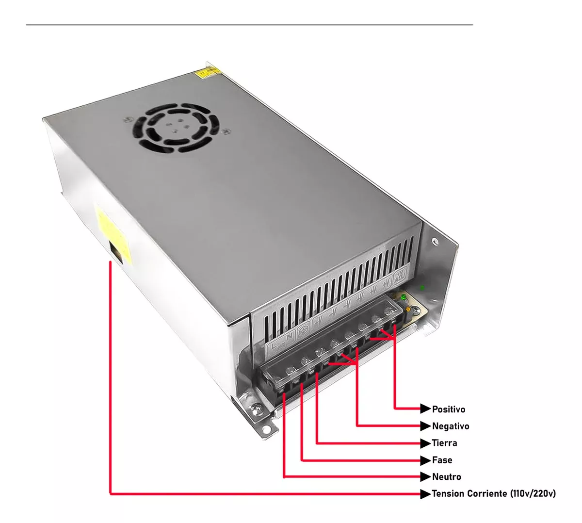 FUENTE PODER 12V 50A 600W TRANSFORMADOR 220V CAMARAS CINTA - 3