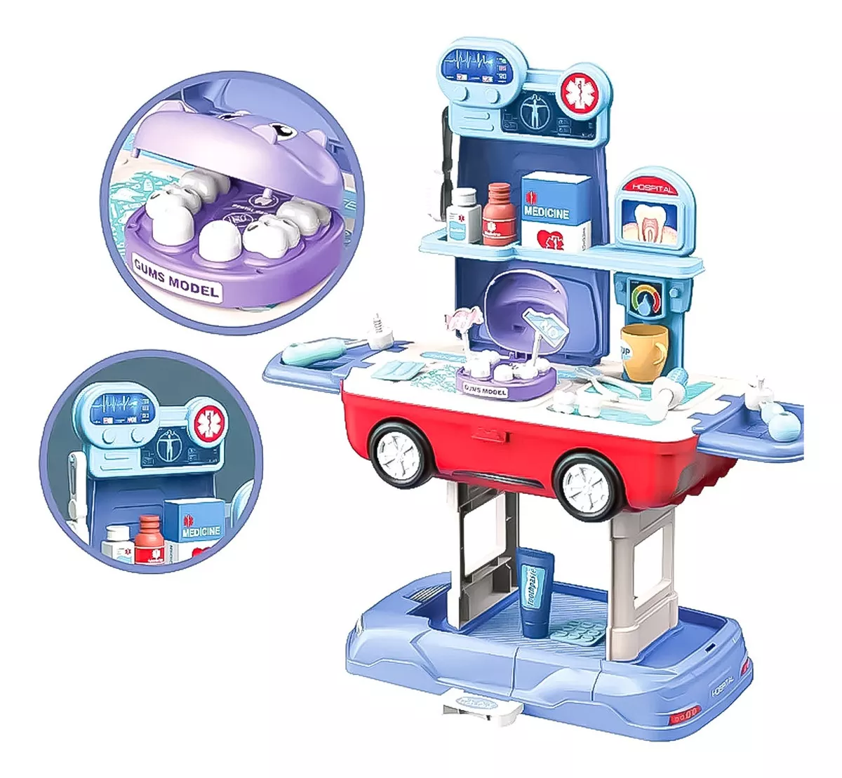 MALETA DENTISTA JUGUETE EDUCATIVO PARA NIÑOS JUEGOS DE ROL COLOR AZUL - 3