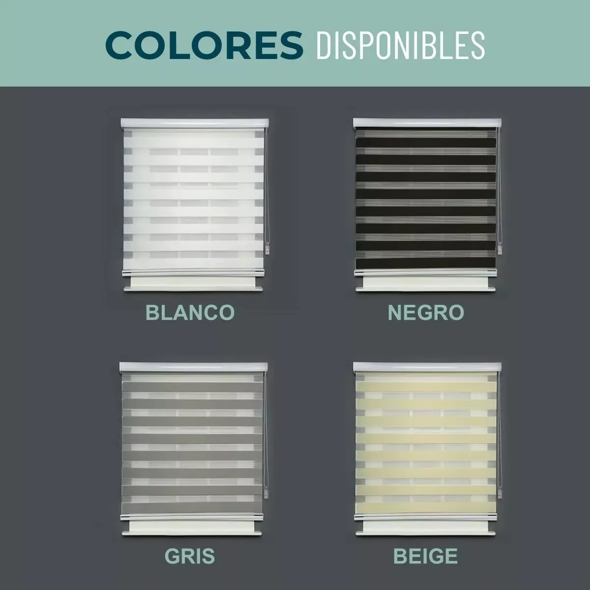 CORTINA ROLLER DUO ZEBRA DÍA NOCHE 80X200CM COLORES VARIADOS - 2