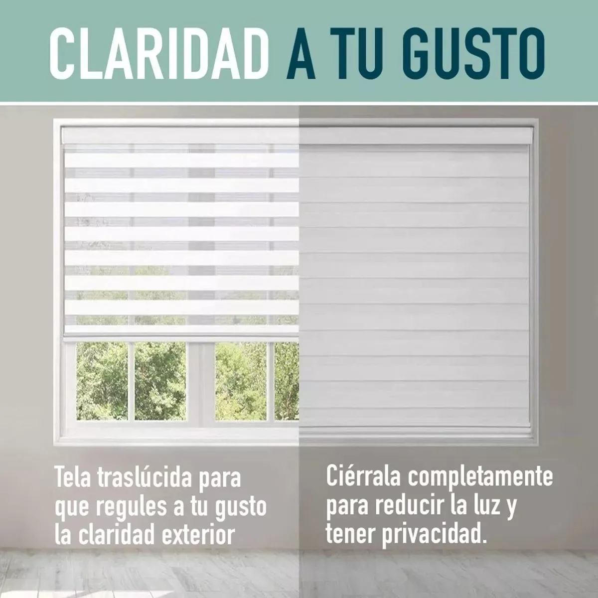 CORTINA ROLLER DUO ZEBRA DÍA NOCHE 80X200CM COLORES VARIADOS - 4