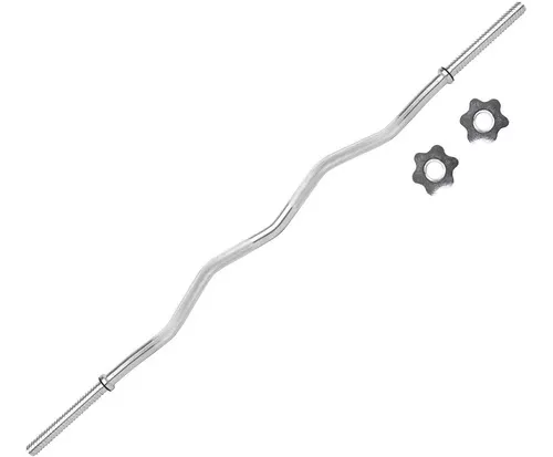 BARRA Z PREOLIMPICA 1.20M CROMADA FUERZA GIMNASIO FITNESS COLOR PLATEADO - 1