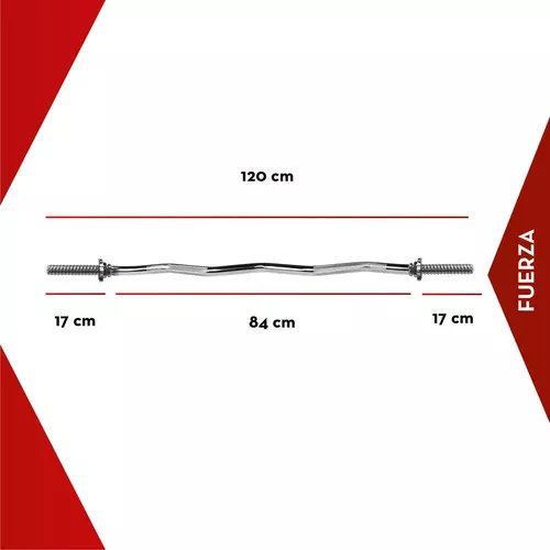 BARRA Z PREOLIMPICA 1.20M CROMADA FUERZA GIMNASIO FITNESS COLOR PLATEADO - 2
