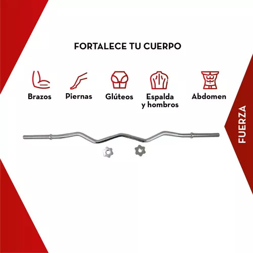 BARRA Z PREOLIMPICA 1.20M CROMADA FUERZA GIMNASIO FITNESS COLOR PLATEADO - 3