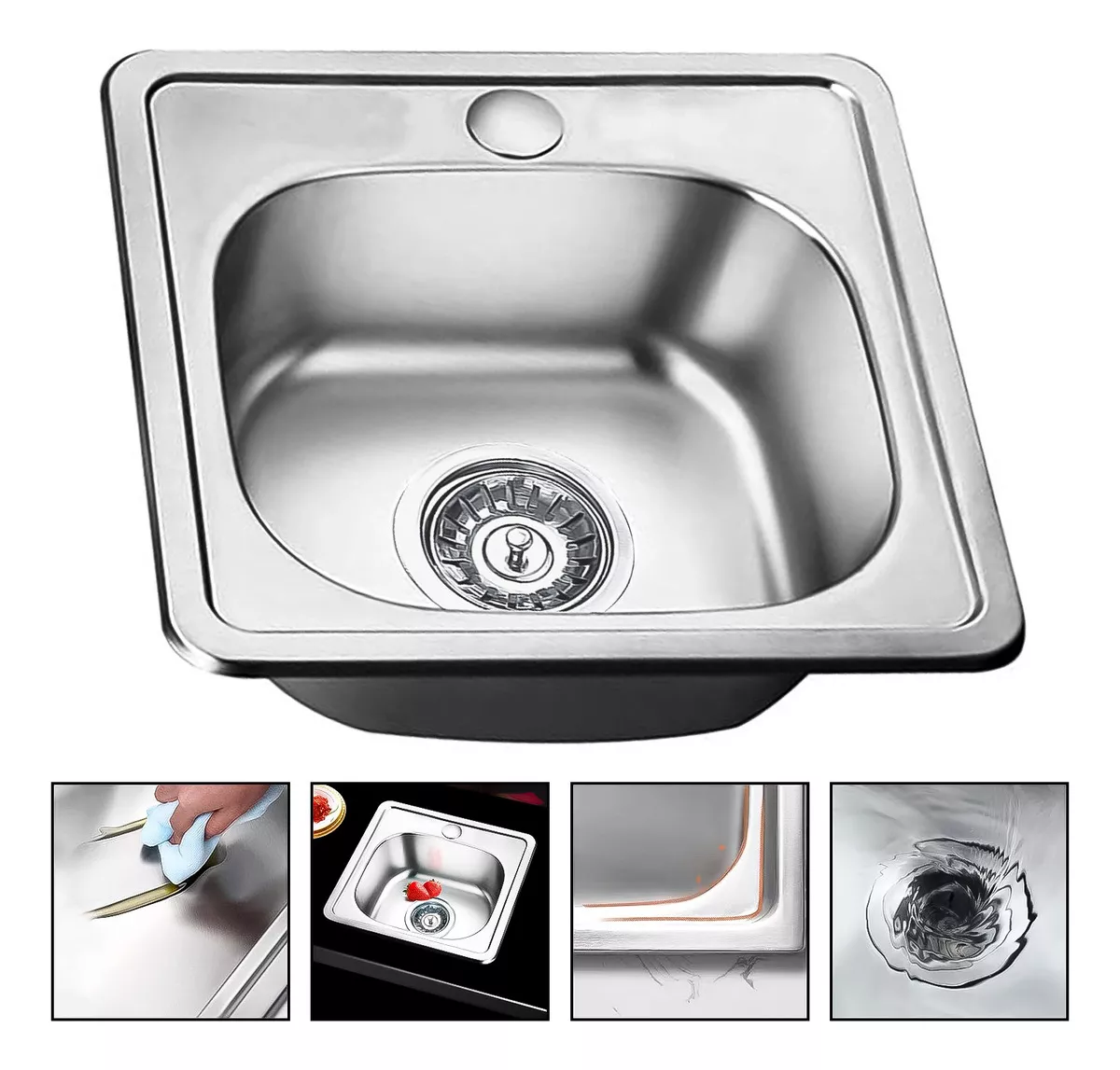 LAVAPLATOS EMPOTRADO 38X38 CLASICO ACERO INOXIDABLE CROMADO - 1