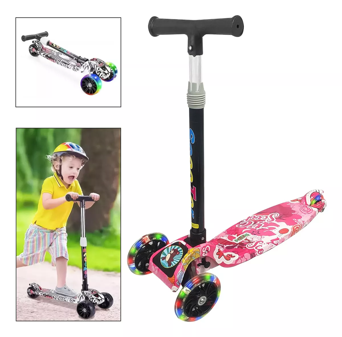 MONOPATIN SCOOTER 3 RUEDAS CON LUZ LED COLORES NIÑOS BL-04 - 1