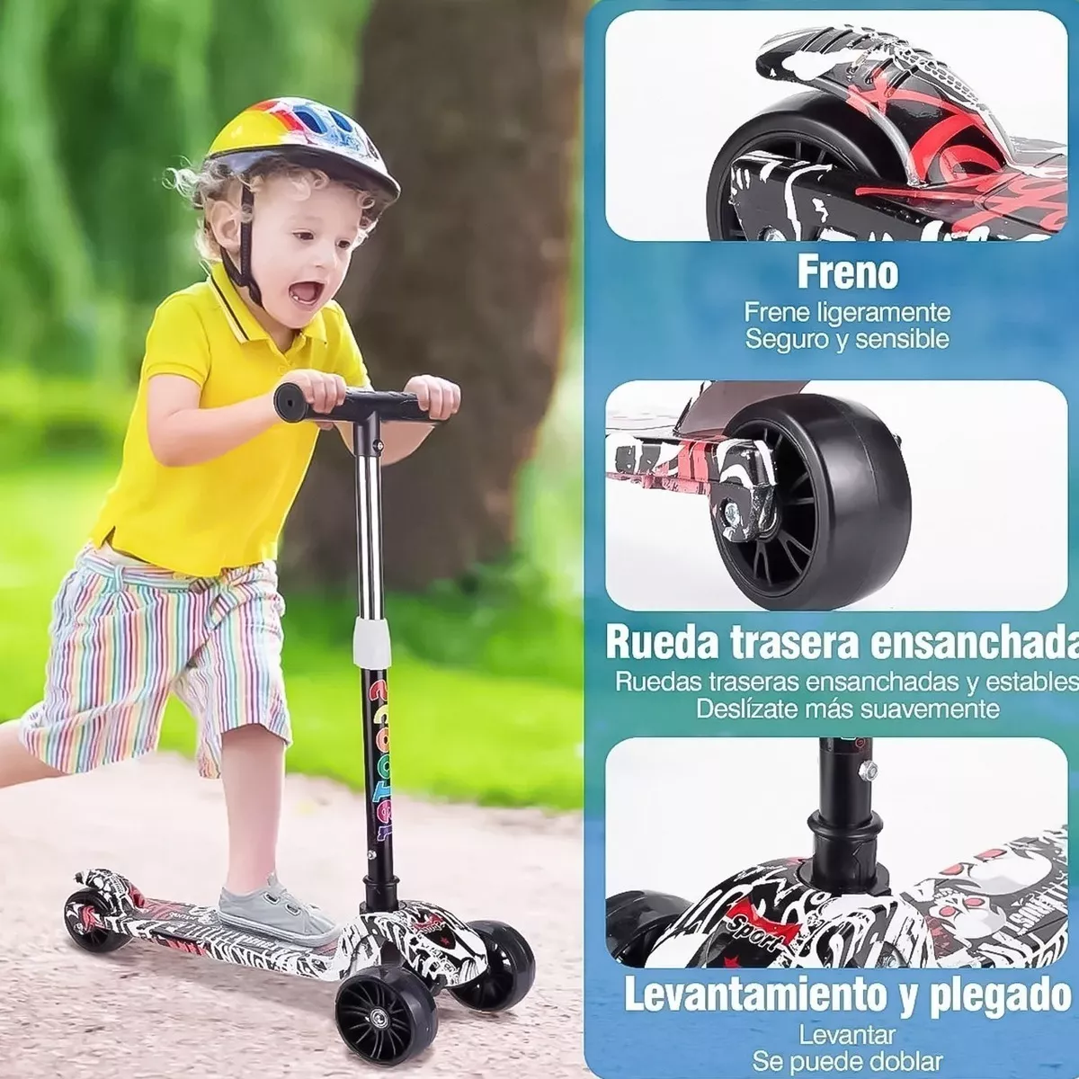 MONOPATIN SCOOTER 3 RUEDAS CON LUZ LED COLORES NIÑOS BL-04 - 4