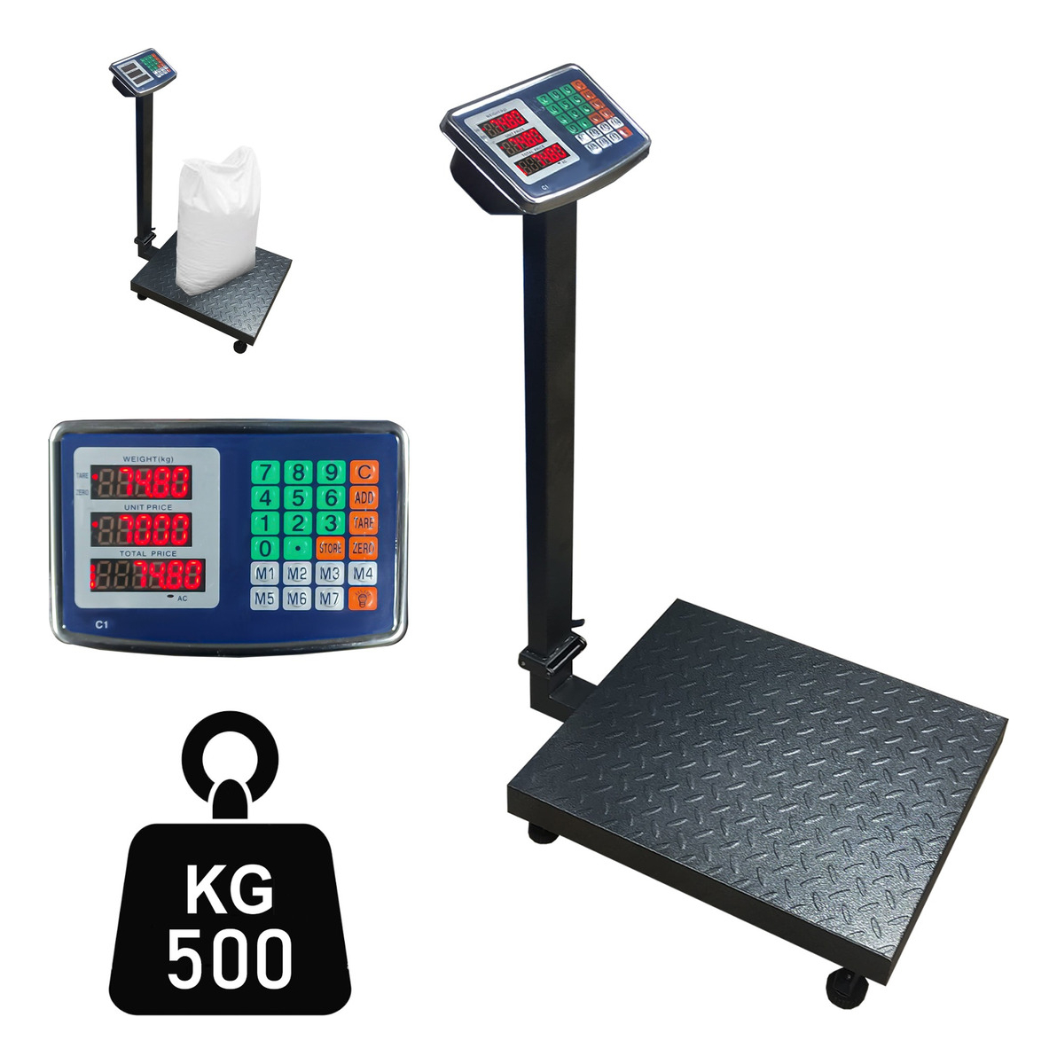 BALANZA INDUSTRIAL PESA DIGITAL 500 KG RECARGABLE CON BRAZO - 2