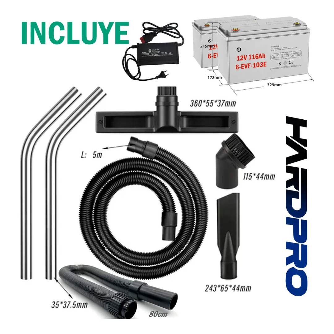 ASPIRADORA INDUSTRIAL HARDPRO 1500W INALAMBRICA 100L 40MM VERDE - 2