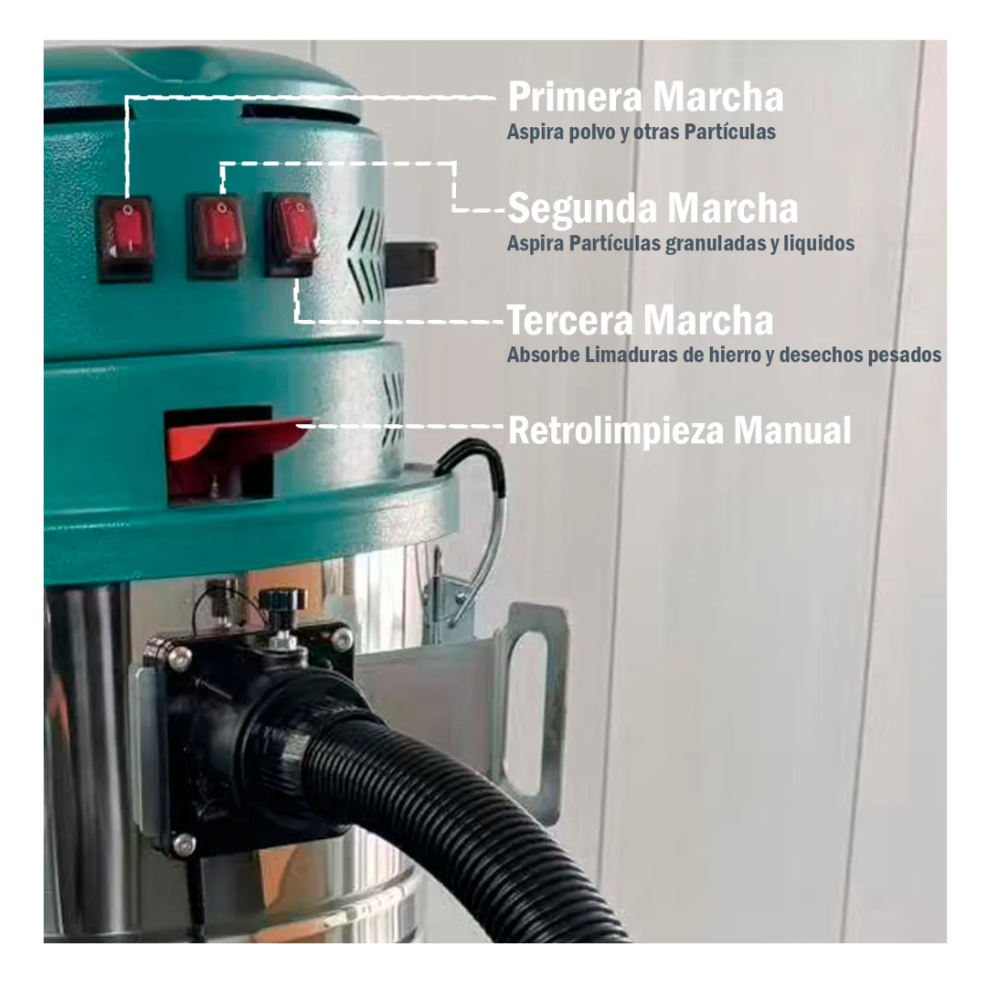 ASPIRADORA INDUSTRIAL HARDPRO 1500W INALAMBRICA 100L 40MM VERDE - 10