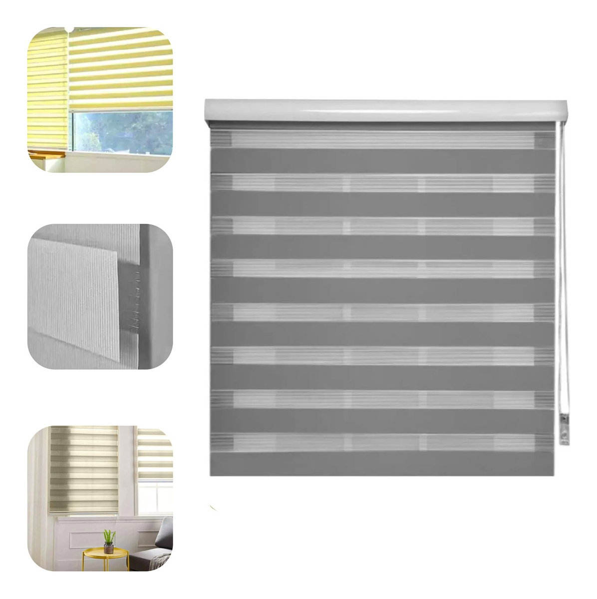 CORTINA ROLLER GRIS DUO ZEBRA DIA NOCHE 80X200CM - 1