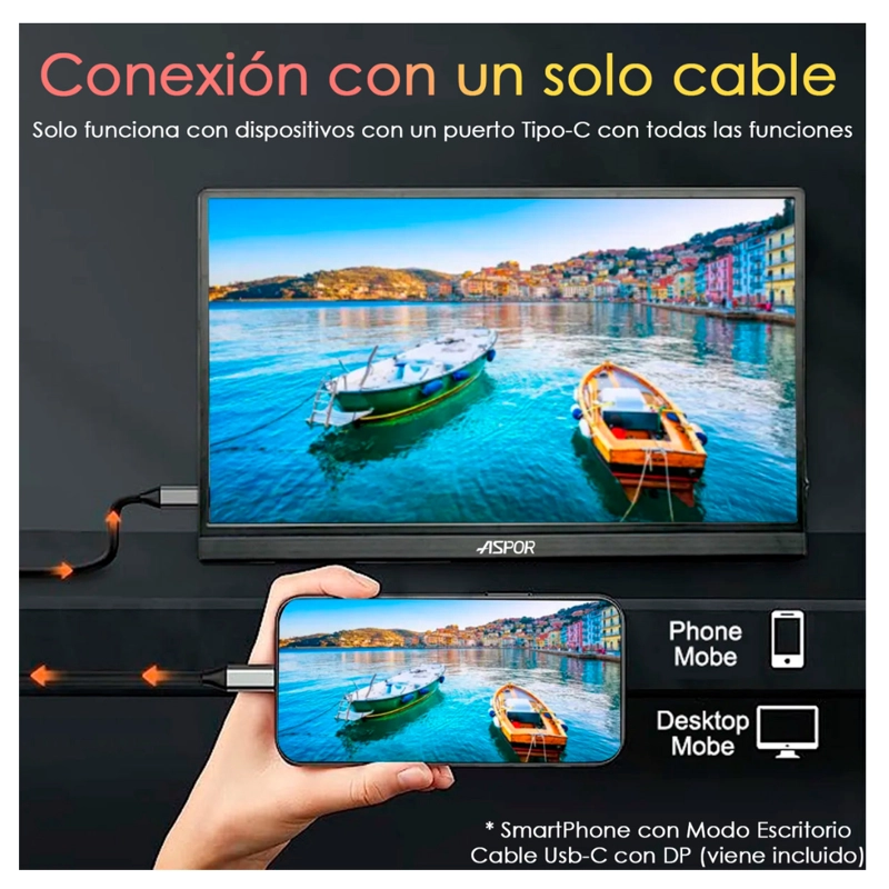 MONITOR PORTATIL 18.5 120HZ FULL HD CON PARLANTE Y CASE - 9
